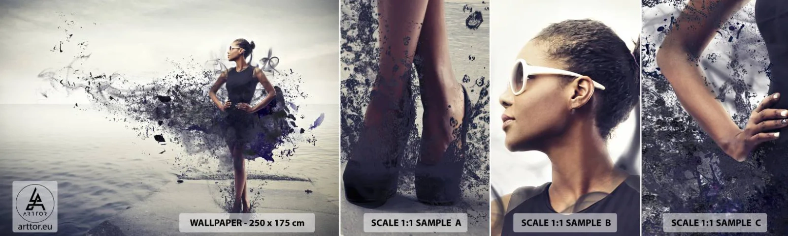 Prøve Fototapet Selvklæbende Deluxe Sticker - Afrikansk Venus - Kvinde, Abstraktion, Model - 100x30 cm