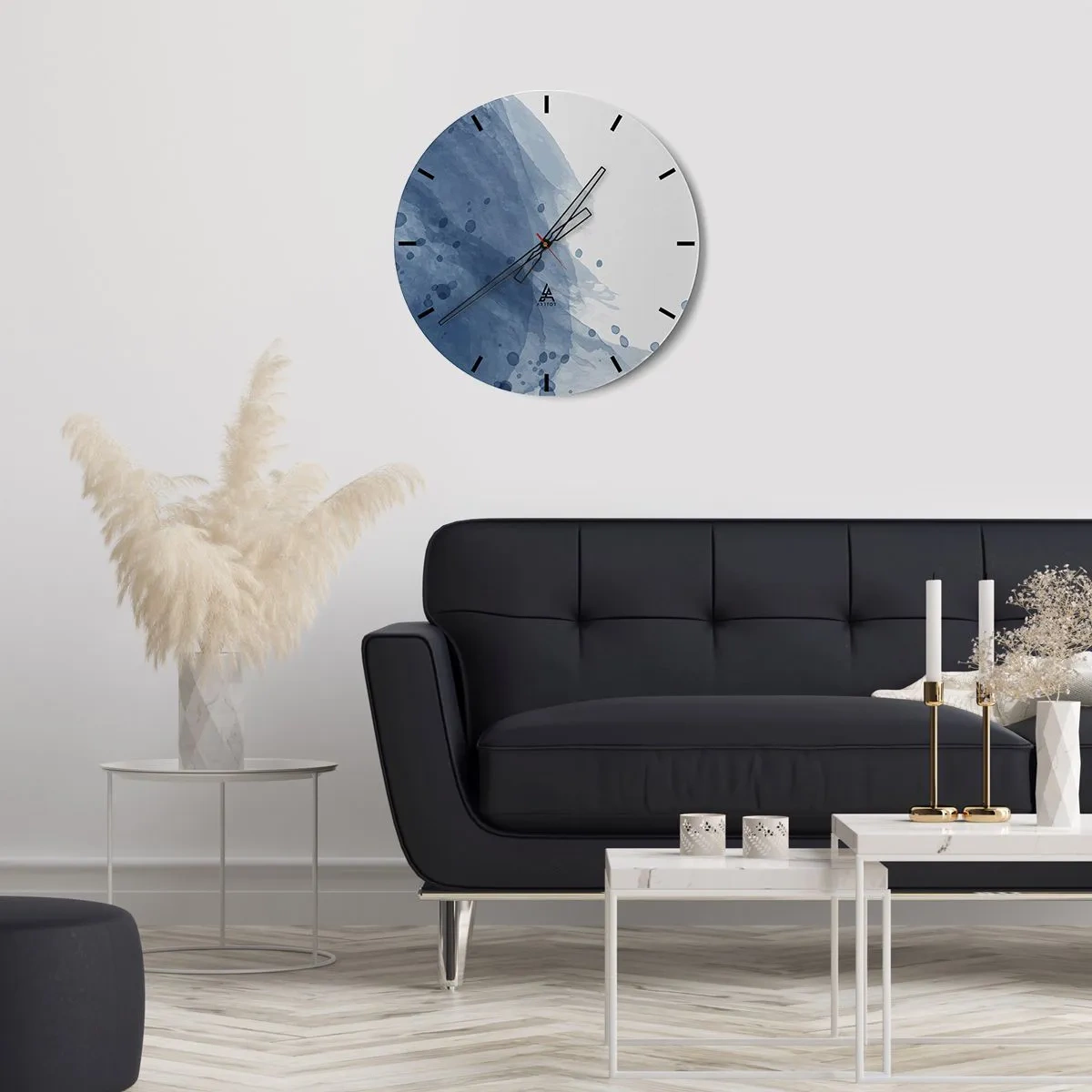 Vægur, Uret - Blå tyl - 40x40 cm