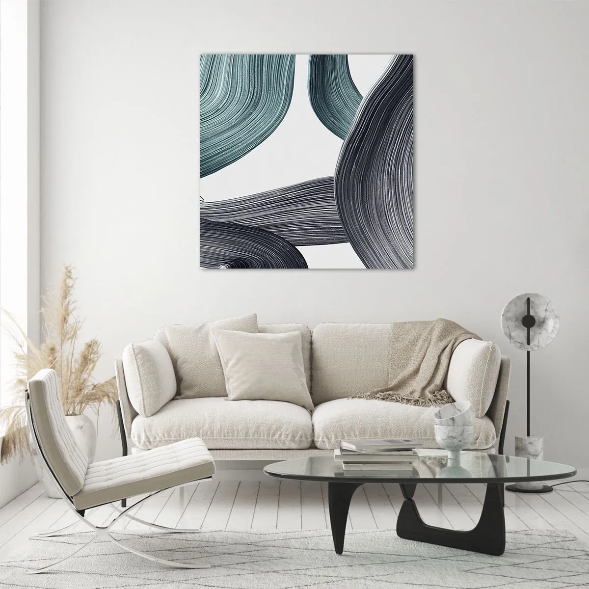 Billede på glas - Smaragdgrønne og sorte stier - 30x30 cm