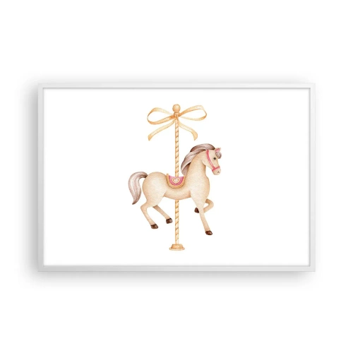 Plakat i hvid ramme - Med et yndefuldt trav - 91x61 cm