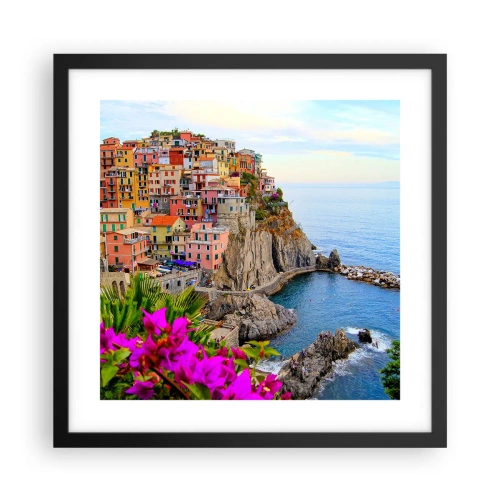 Plakat i sort ramme - En grinende by - 40x40 cm