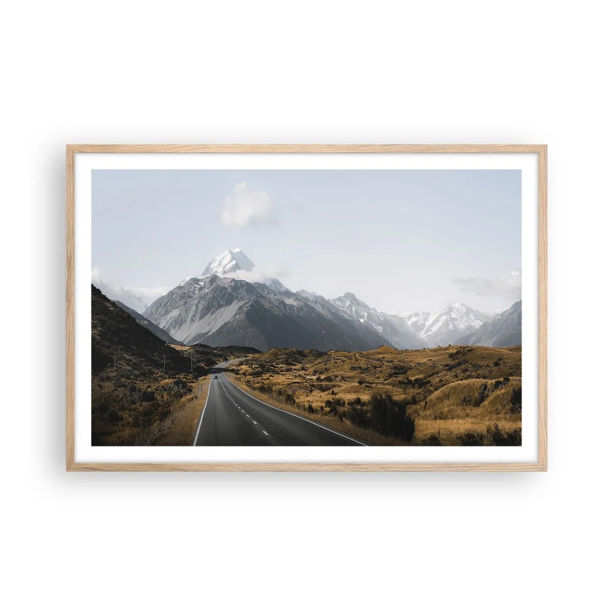 Plakat i ramme af lyst egetræ - Vejen til hjerte - 91x61 cm