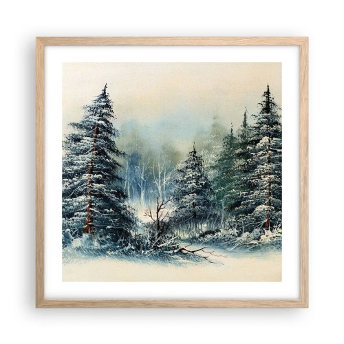 Plakat i ramme af lyst egetræ - Klar til jul - 50x50 cm