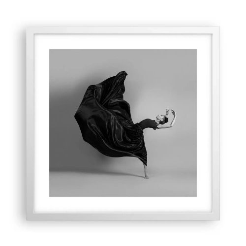 Plakat i hvid ramme - Bevinget af musik - 40x40 cm