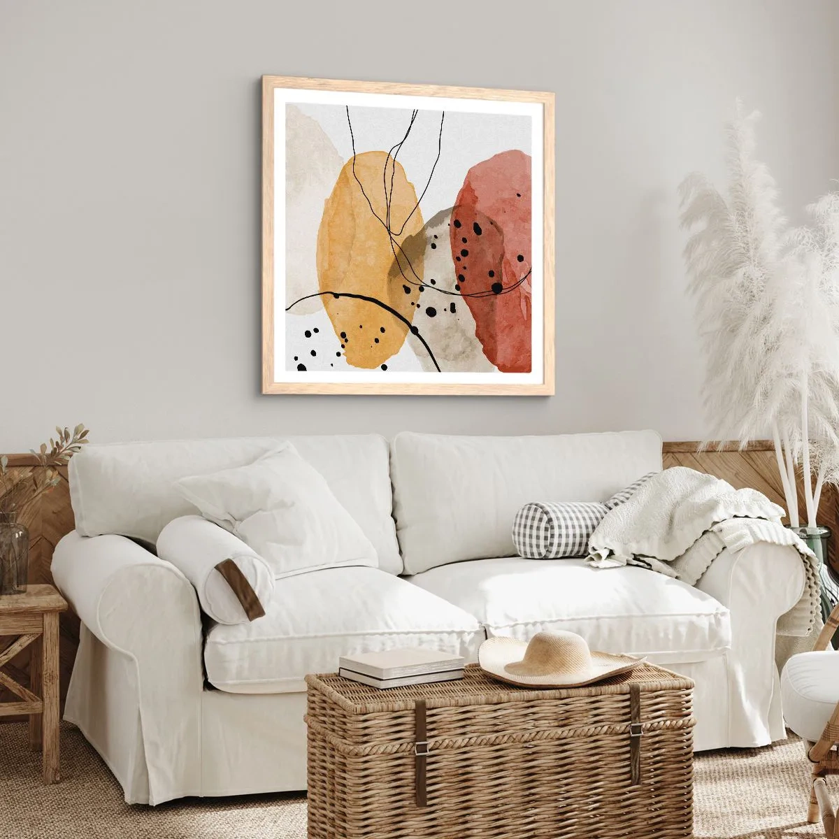 Plakat i ramme af lyst egetræ - Som lys, klar luft - 30x30 cm