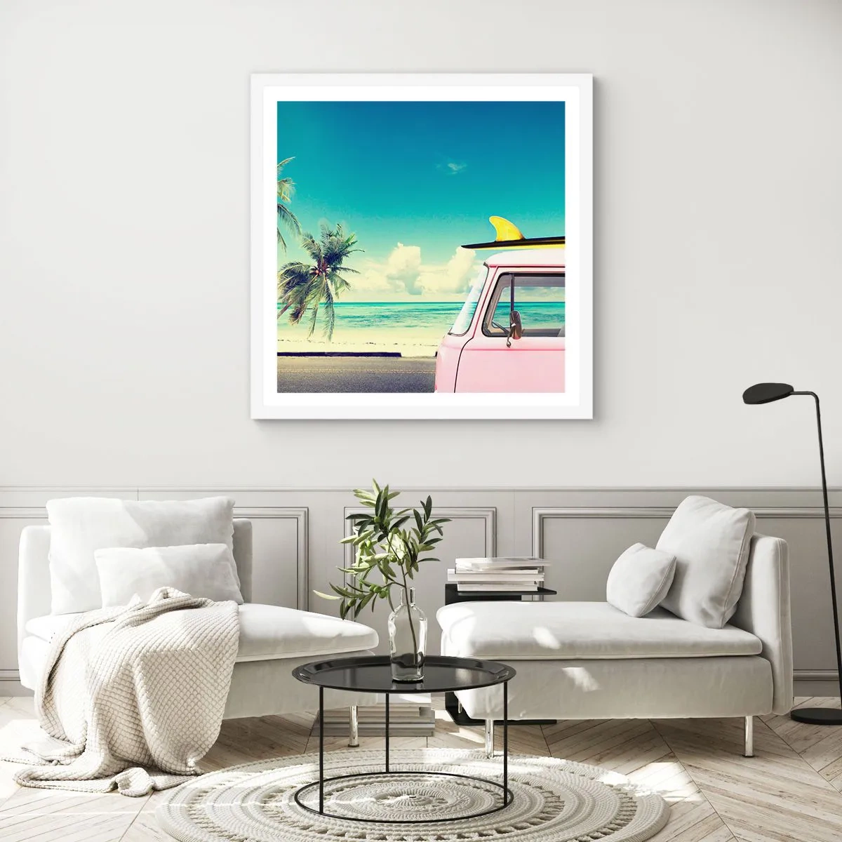 Plakat i hvid ramme - Ferietid til at starte - 30x30 cm