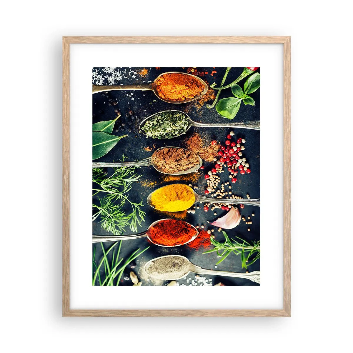 Plakat i ramme af lyst egetræ - Kulinarisk magi - 40x50 cm