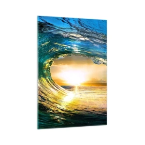 Billede på glas - I smaragdgylden krystal - 70x100 cm