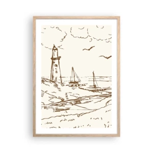 Plakat i ramme af lyst egetræ - Oversigt over sommerminder - 50x70 cm