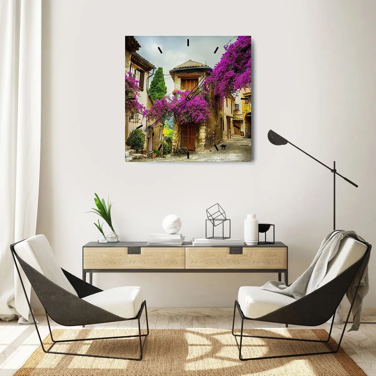 Vægur, Uret - Under en blomstret baldakin - 40x40 cm