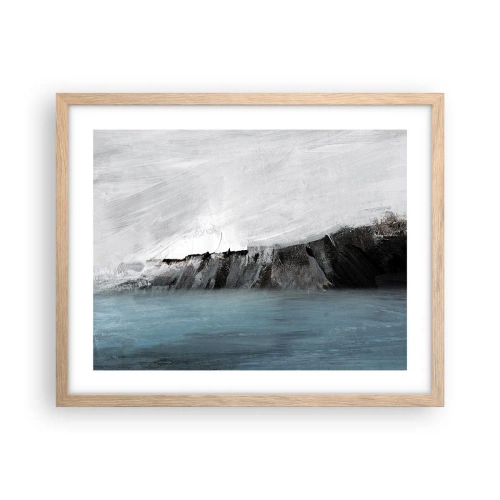 Plakat i ramme af lyst egetræ - Vand - jord: et sammenstød mellem elementerne - 50x40 cm