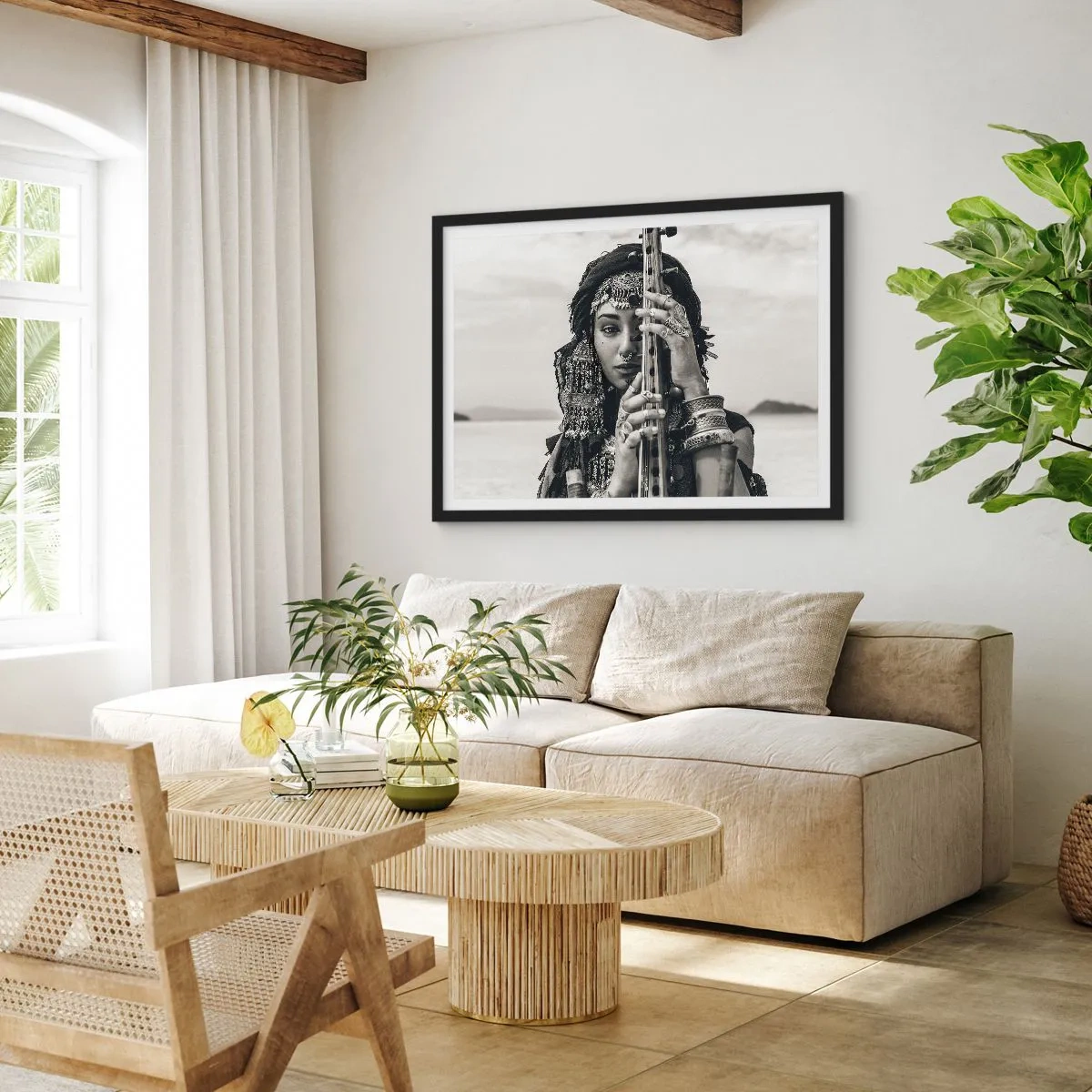 Plakat i sort ramme - Selve den orientalske musik - 70x50 cm