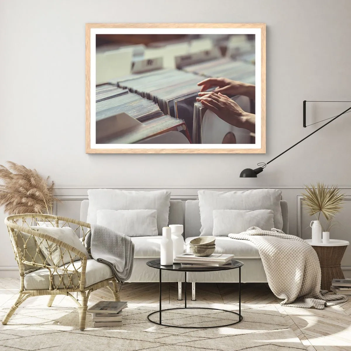 Plakat i ramme af lyst egetræ - På jagt efter følelser - 100x70 cm