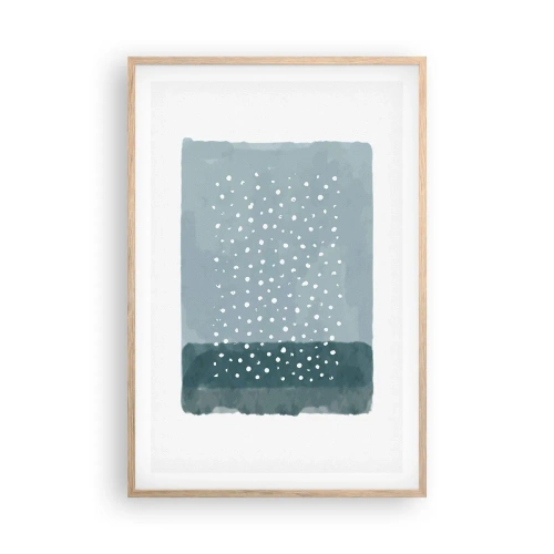 Plakat i ramme af lyst egetræ - Dyrket i blåt - 61x91 cm