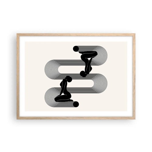 Plakat i ramme af lyst egetræ - Sensuel symmetri - 70x50 cm