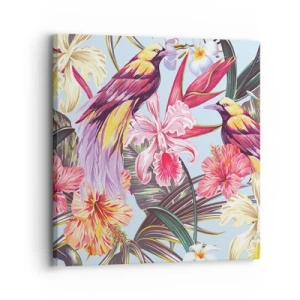 Lærredstryk - Billede på lærred - Kronblade og fjer - 30x30 cm