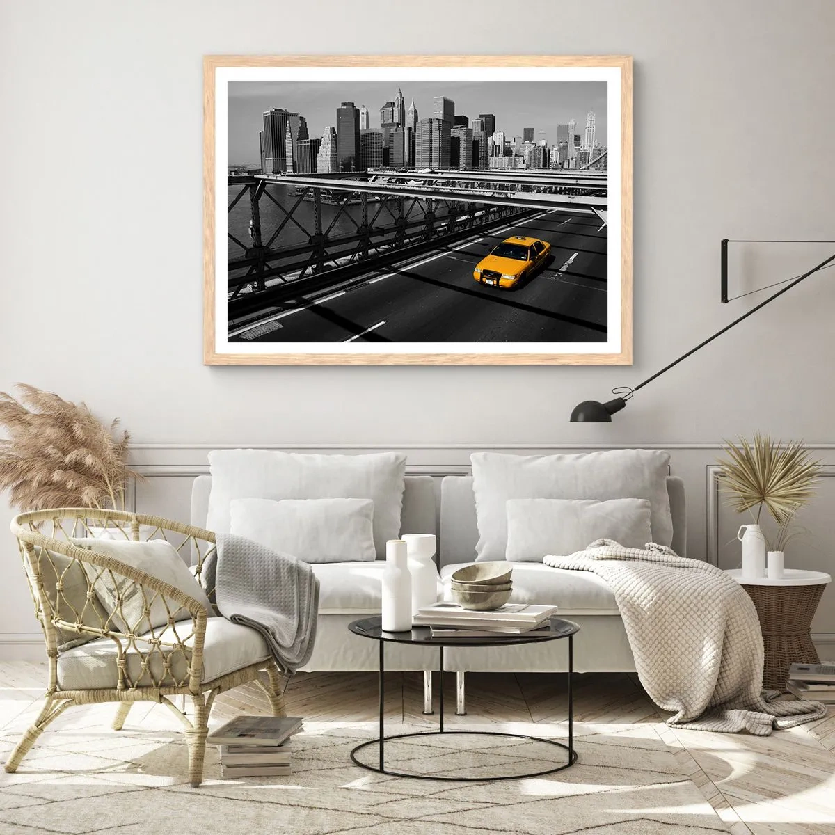 Plakat i ramme af lyst egetræ - Storbyens farve - 70x50 cm
