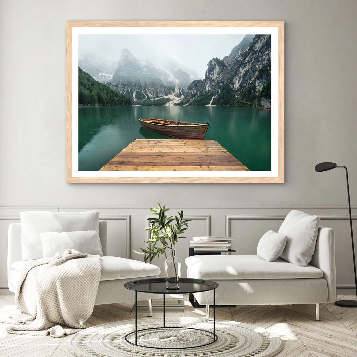 Plakat i ramme af lyst egetræ - "Og stolte pander" - 40x30 cm