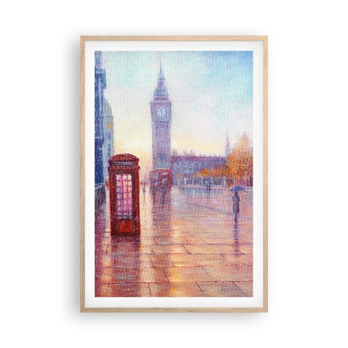 Plakat i ramme af lyst egetræ - En efterårsdag i London - 61x91 cm