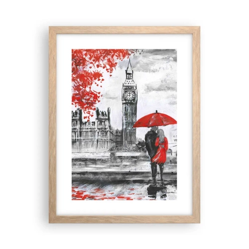 Plakat i ramme af lyst egetræ - Forelsket i London - 30x40 cm