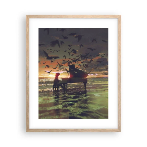 Plakat i ramme af lyst egetræ - Koncert for klaver og bølger - 40x50 cm