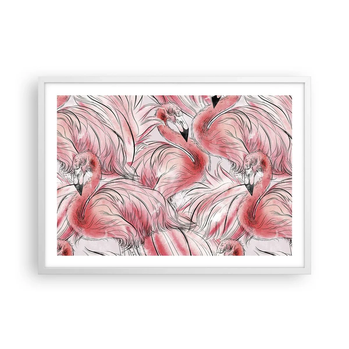 Plakat i hvid ramme - Fugle corps de ballet - 70x50 cm