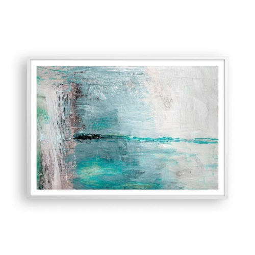 Plakat i hvid ramme - Horisontalt med blå farve - 100x70 cm