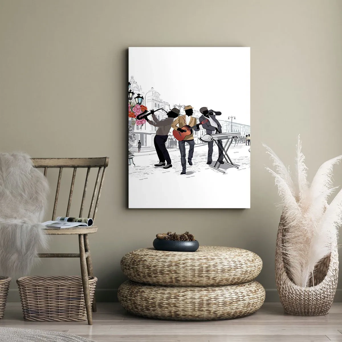 Lærredstryk - Billede på lærred - Gademusik - 50x70 cm