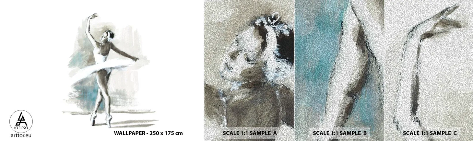 Prøve Fototapet Premium Sand - Fortryllet til en svane - Ballerina, Dans, Ballet - 100x30 cm