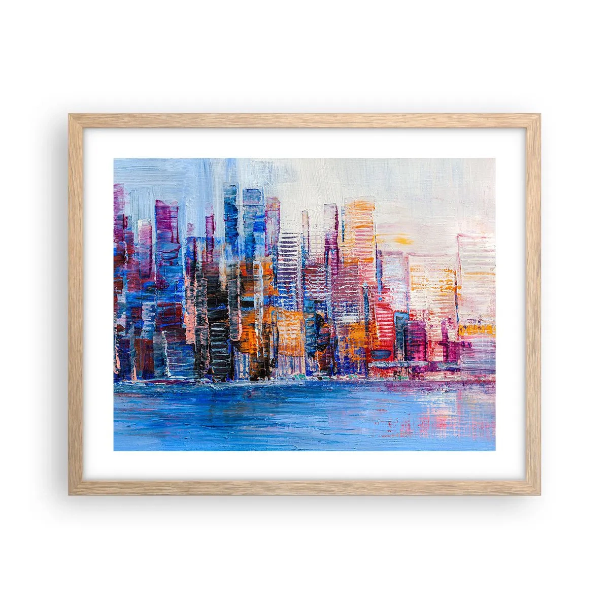 Plakat i ramme af lyst egetræ - En glad metropol - 50x40 cm