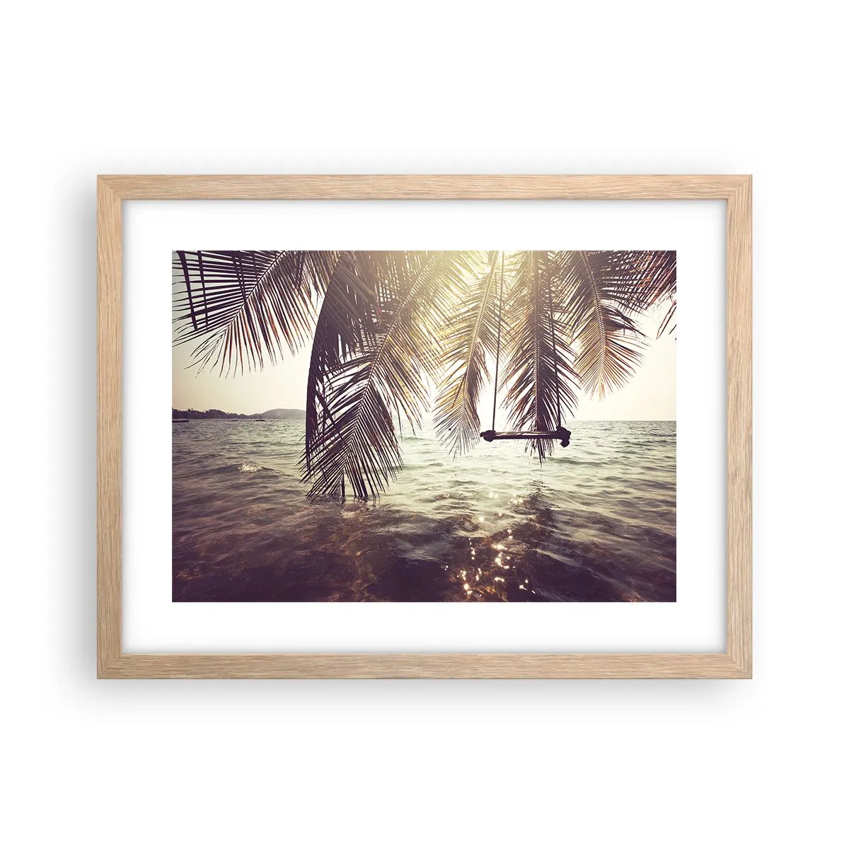 Plakat i ramme af lyst egetræ - Du kan svæve i skyerne efter behag - 40x30 cm