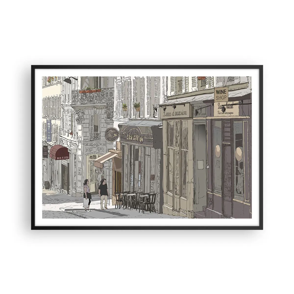 Plakat i sort ramme - Byens glæder - 100x70 cm