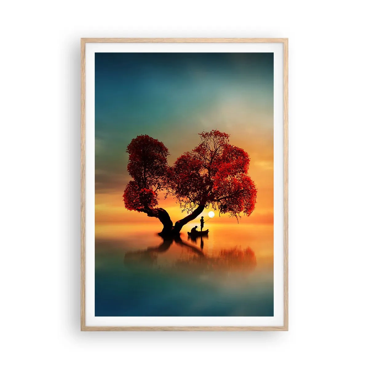 Plakat i ramme af lyst egetræ - Fjern og tavs verdensløshed - 70x100 cm