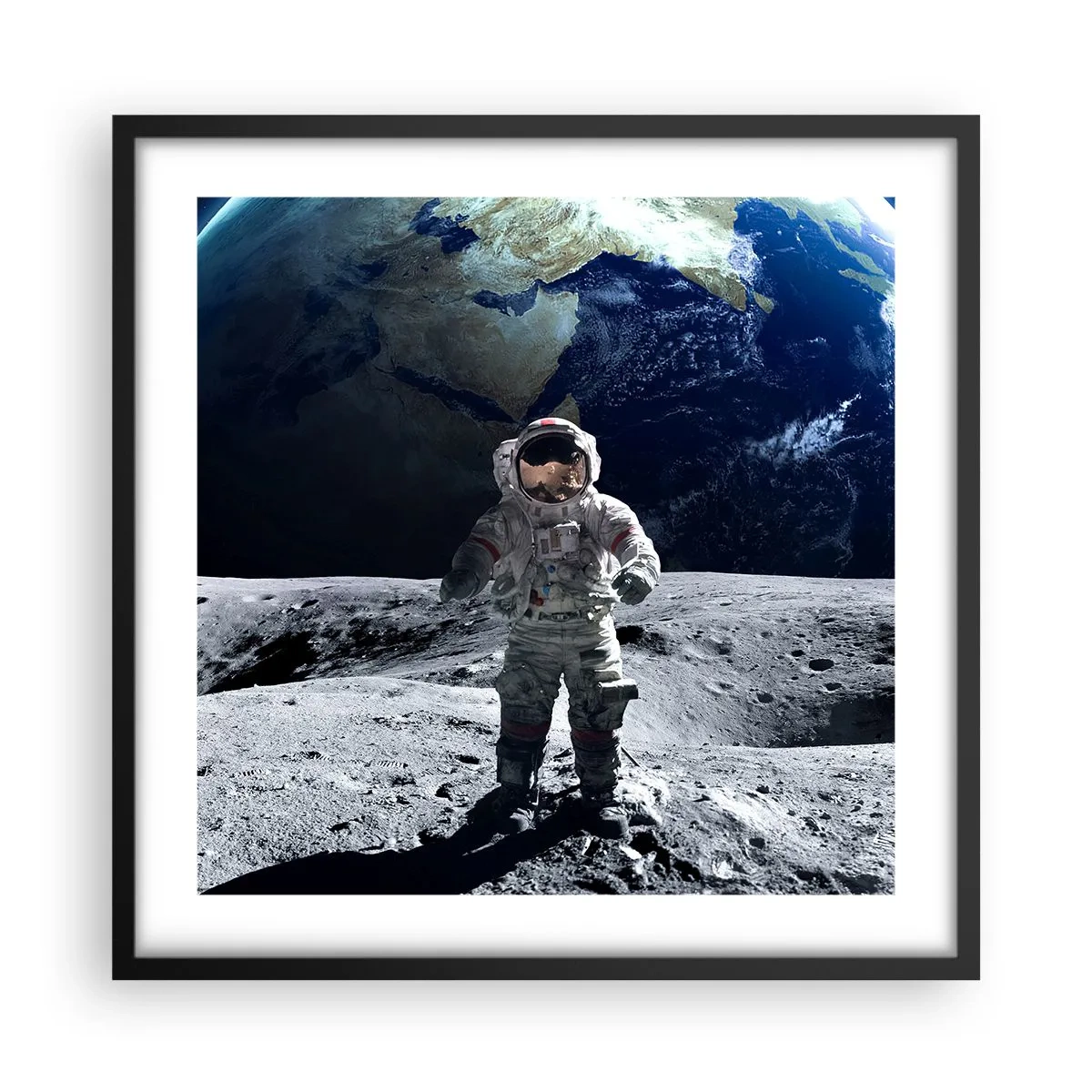 Plakat i sort ramme - Hilsner fra månen - 50x50 cm