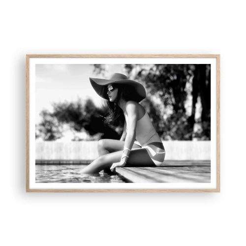 Plakat i ramme af lyst egetræ - Sommerdrøm - 100x70 cm