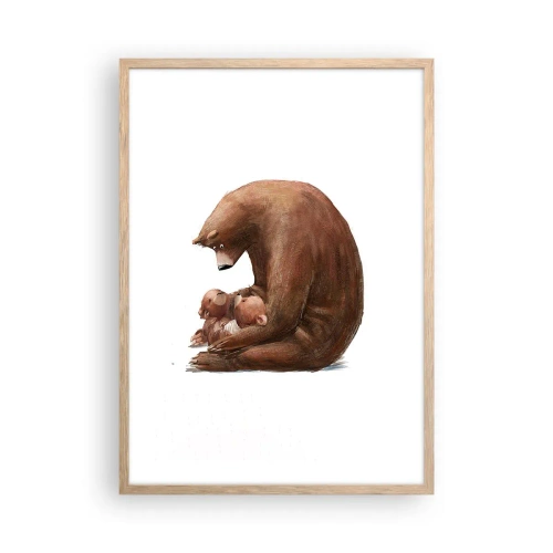 Plakat i ramme af lyst egetræ - Drøm sødt, børn - 50x70 cm