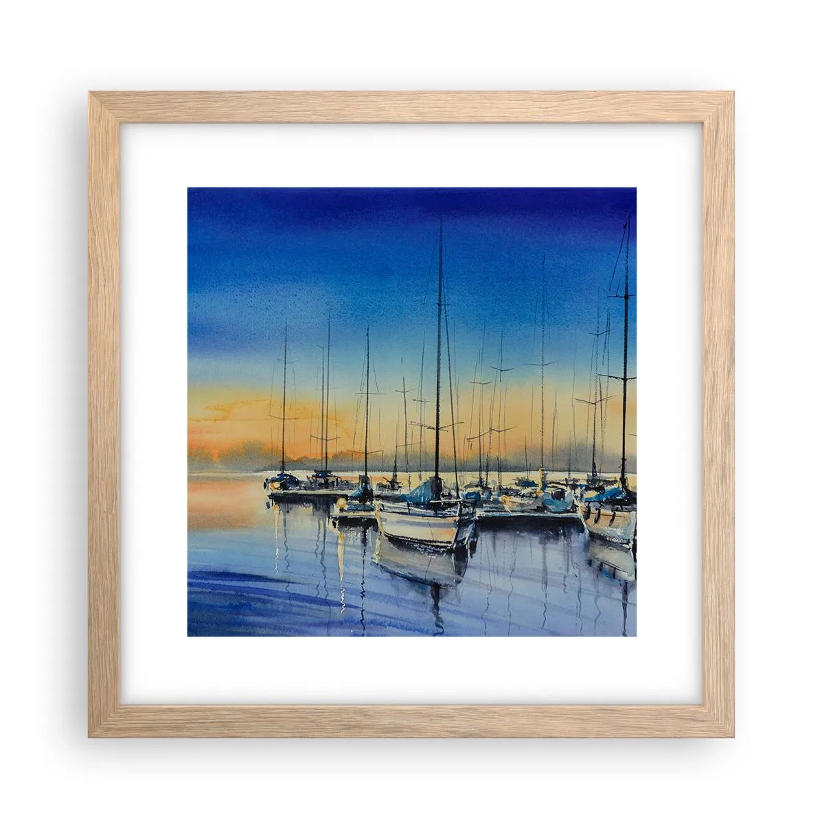 Plakat i ramme af lyst egetræ - Slutningen på en god dag - 30x30 cm