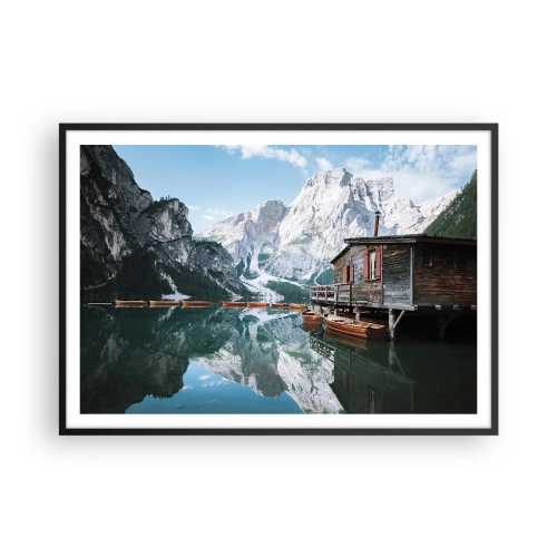 Plakat i sort ramme - Krystalklar bjergmorgen - 100x70 cm