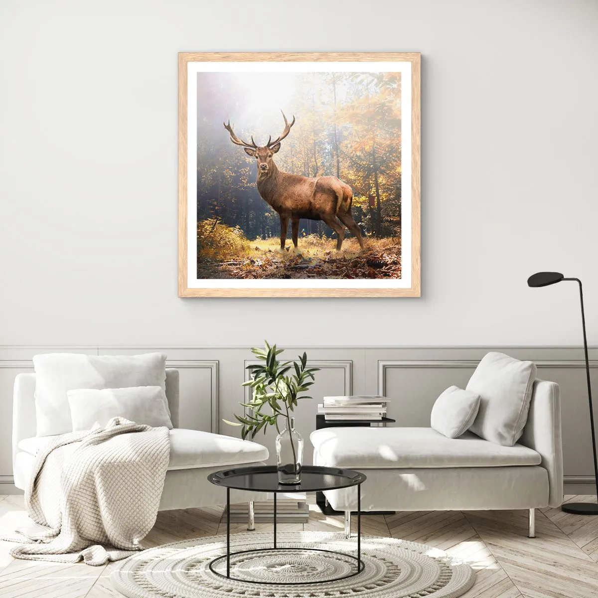 Plakat i ramme af lyst egetræ - I fuld majestæt - 60x60 cm