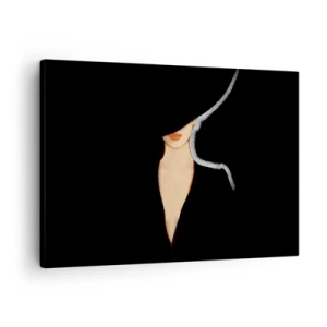 Lærredstryk - Billede på lærred - Silhuet af en kvinde med hat på sort baggrund - 70x50cm - Elegance og stil - Moderne vægdekoration til stue og soveværelse ARTTOR
