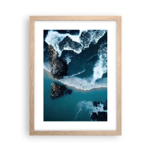 Plakat i ramme af lyst egetræ - Svøbt i bølger - 30x40 cm