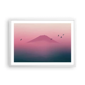 Plakat i hvid ramme - Vandrer over skyerne - 70x50 cm