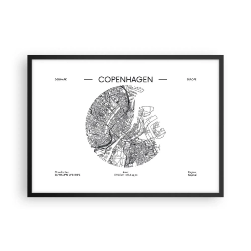 Plakat i sort ramme - Københavns anatomi - 70x50 cm