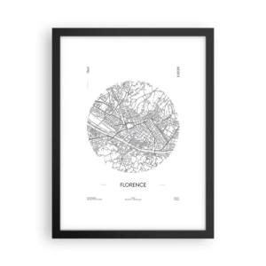 Plakat i sort ramme - Anatomi af Firenze - 30x40 cm