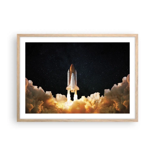 Plakat i ramme af lyst egetræ - Ad astra! - 70x50 cm