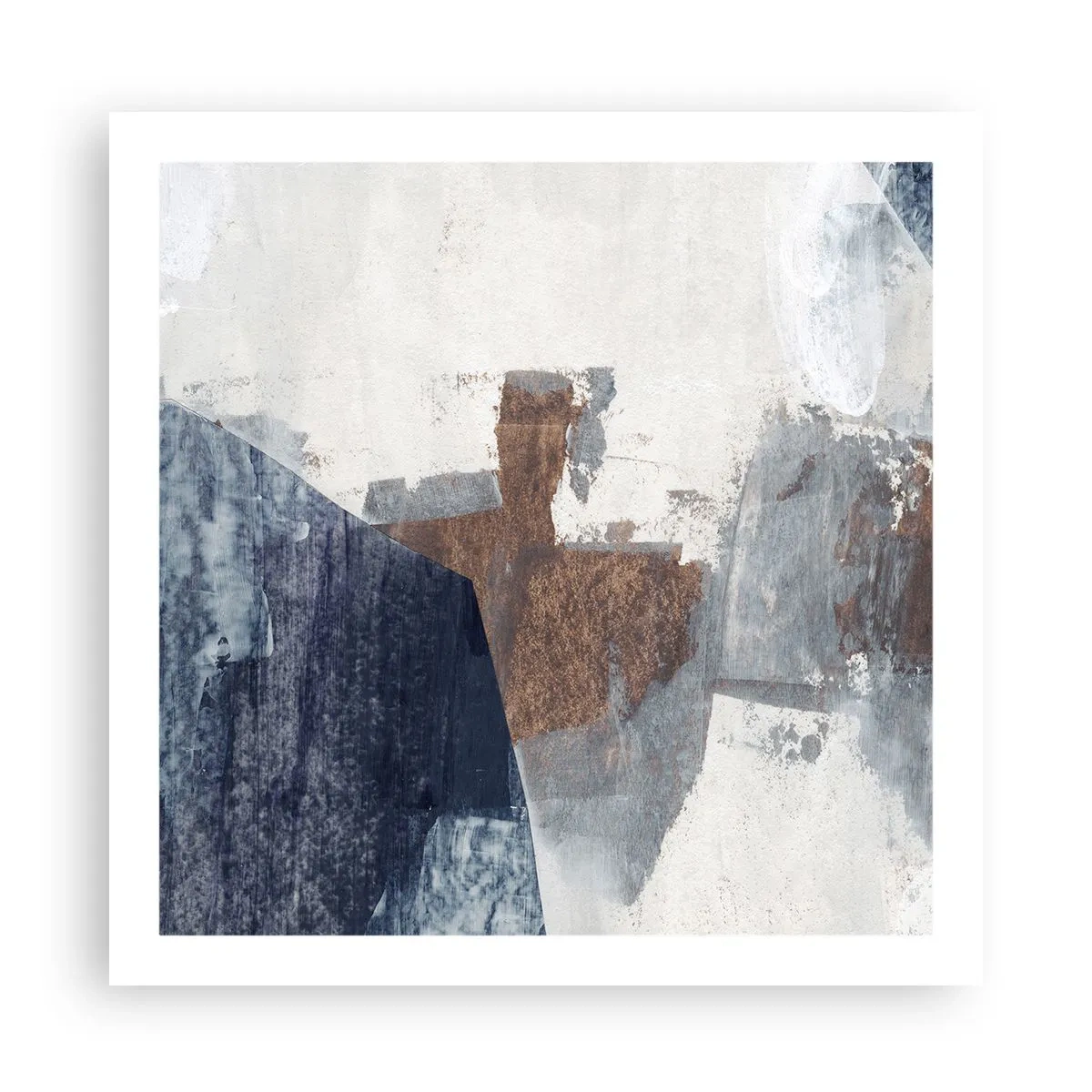 Plakat - Blåbrune former - 60x60 cm