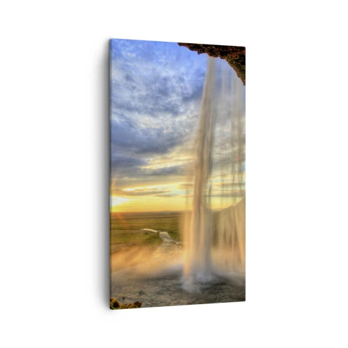 Lærredstryk - Billede på lærred - Verden bag sløret af dråber - 45x80 cm