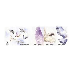 Fototapet Prøve Standard Eco - Frihed i grå og blå - Fugle, Grafik, Stykke - 100x30 cm