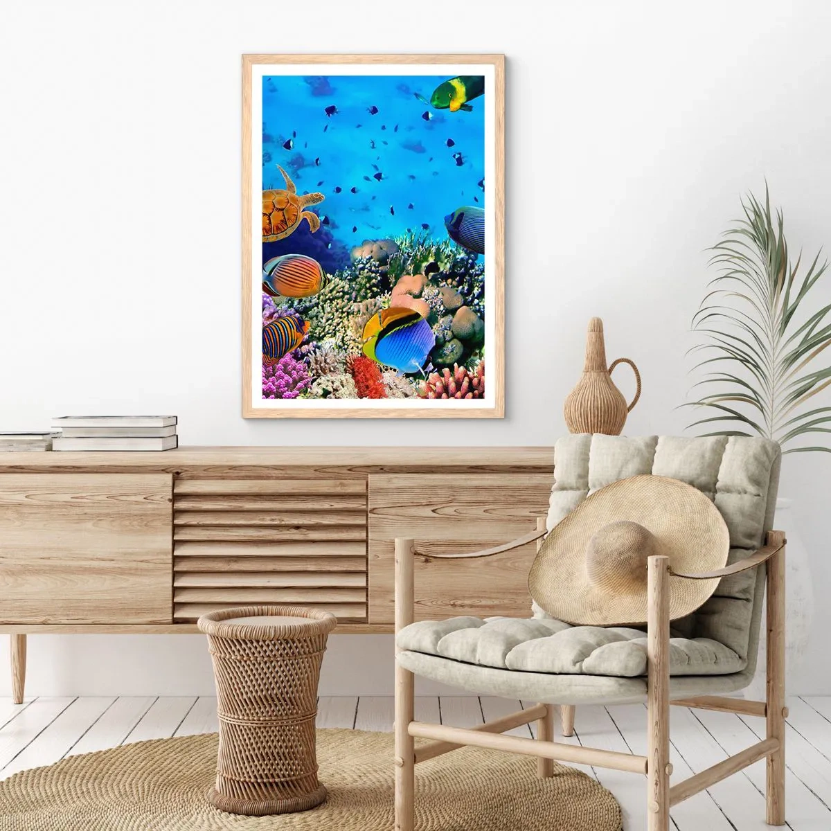 Plakat i ramme af lyst egetræ - Og hvad ved vi om livet... - 40x50 cm