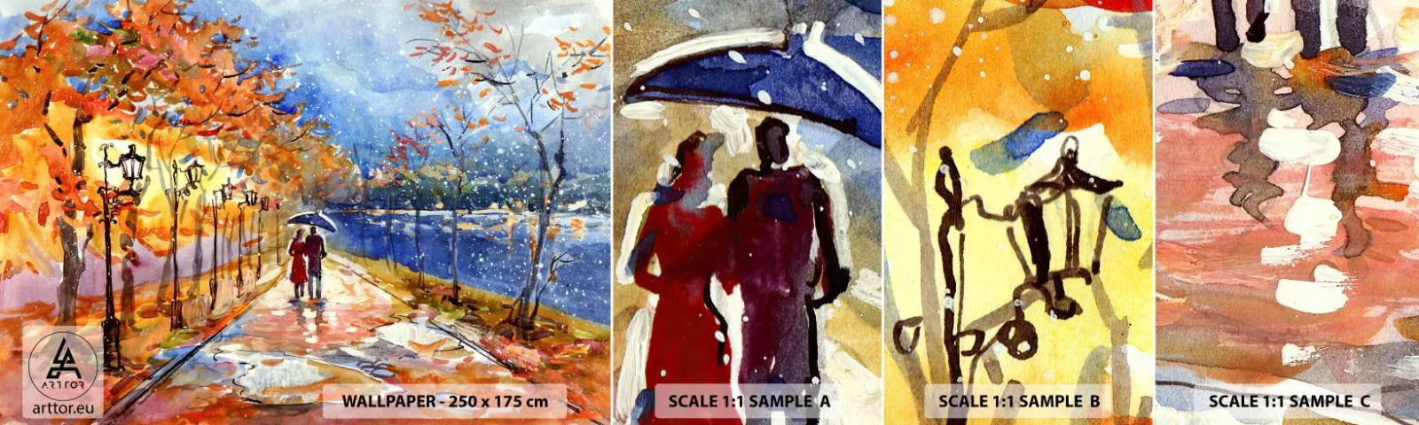 Prøve Fototapet Selvklæbende Deluxe Sticker - Sammen indtil tidsfristen - Landskab, Park Avenue, Træer - 100x30 cm